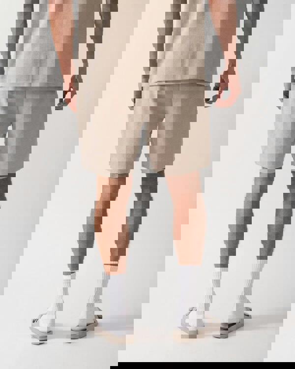 BOSS Orange Waffle Mens Cotton Blend Waffle Structure Pyjama Shorts with Embroidered Logo - Light Beige 275 - CHO - Designer Mens Pyjamas