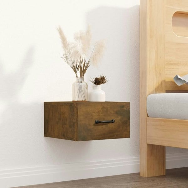 Berkfield Wall-mounted Bedside Cabinet Smoked Oak 35x35x20 cm