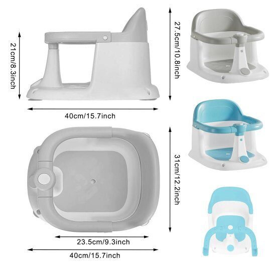 Havendro Baby Bath Seat Non-Slip Soft Toddler Bath Chair 6 Months Plus with Suction Cups