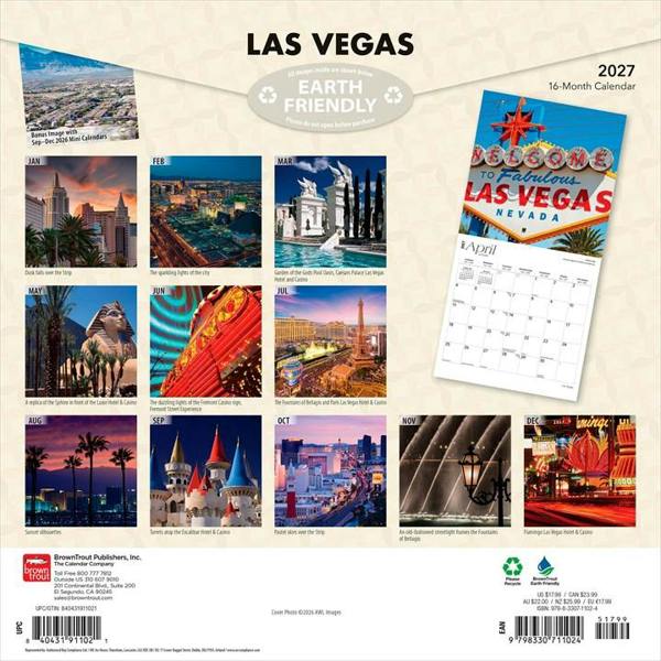 Las Vegas Calendar 2027, Wall Calendars, Month To View, Travel, Gift