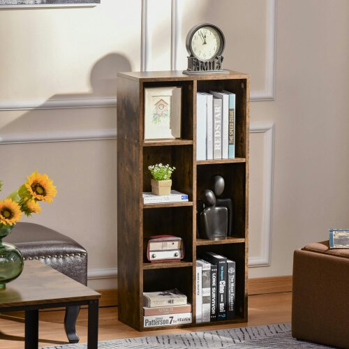 Wyld Haus Luno Neka Wood Rustic Brown 7 Cube Storage Bookcase
