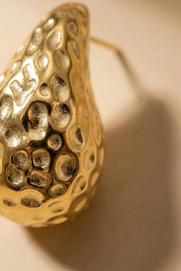 ARIIRA Marigold Hammered Gold Tone Teardrop Studs