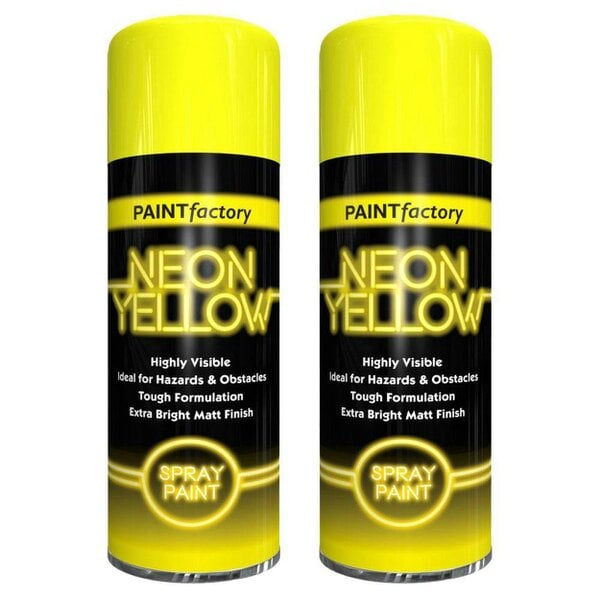 Paint Factory 2X  Neon Yellow Spray Paint 400ml
