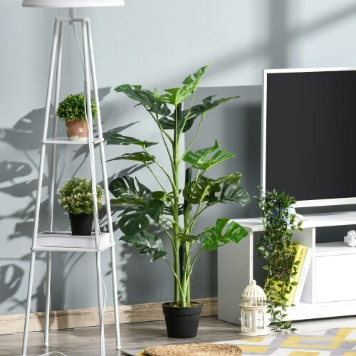 Wyld Haus Doka Large Artificial Monstera Style Tree With 21 Leaves In Decorative Pot