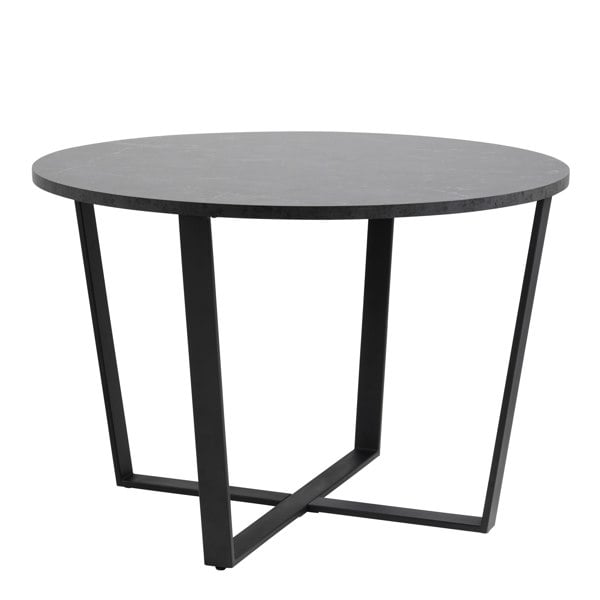 Furniture To Go Amble Round Dining Table with Black Marble Melamine Top & Black Legs