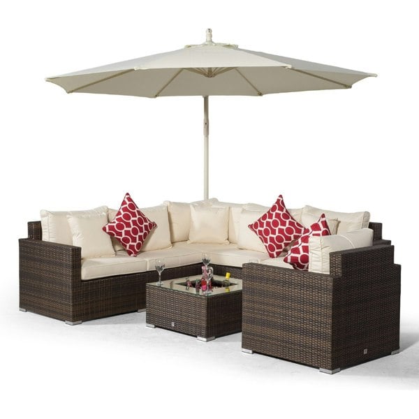 Giardino Havana 6 Seat Rattan Sofa and Armchair Set with Ice Bucket Coffee Table
