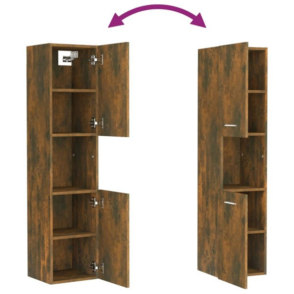 Berkfield Bathroom Cabinet Smoked Oak 30x30x130 cm Engineered Wood
