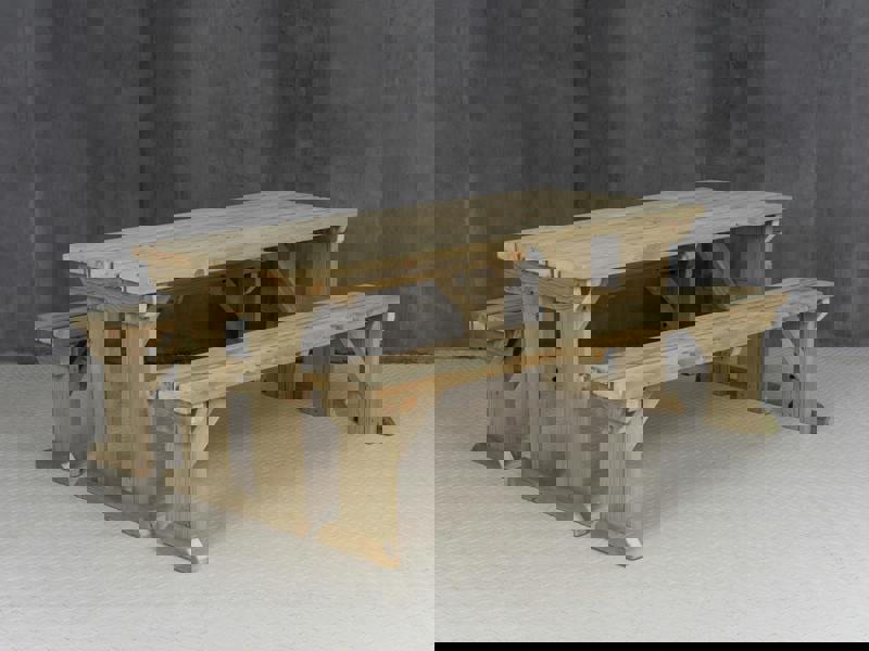 Aspen Picnic Table and Benches Set - Wooden Outdoor Dining Set for Gardens and Patios