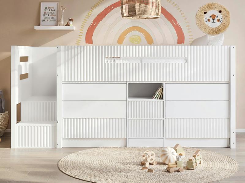 Flair Luca Mid Sleeper Ribbed Storage Bed White