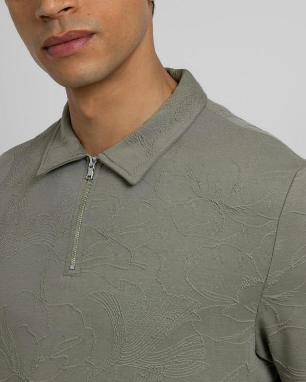 Steel & Jelly Adwell - Linear Floral Jacquard Polo Shirt