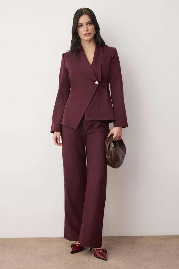 WOVCOR 2-Piece Woven Blazer Jacket and Trousers Set