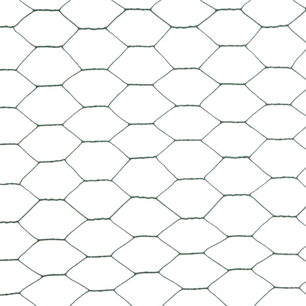 Berkfield Chicken Wire Fence Steel with PVC Coating 25x1.2 m Green