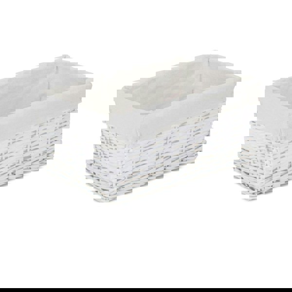 White Wicker Cotton Lined Storage Basket