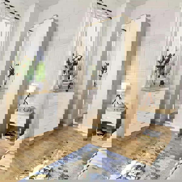 Comfy Living High Gloss Bedroom Furniture 3 Piece Trio Set Wardrobe Chest Bedside