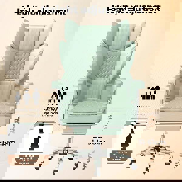 Levede Office Desk Chair Big and Tall for Heavy People with Footrest PU Green