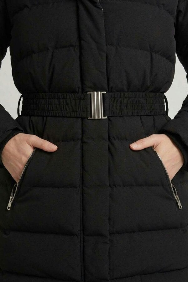 Izabel London Faux Fur Trim Thigh Length Puffer Jacket