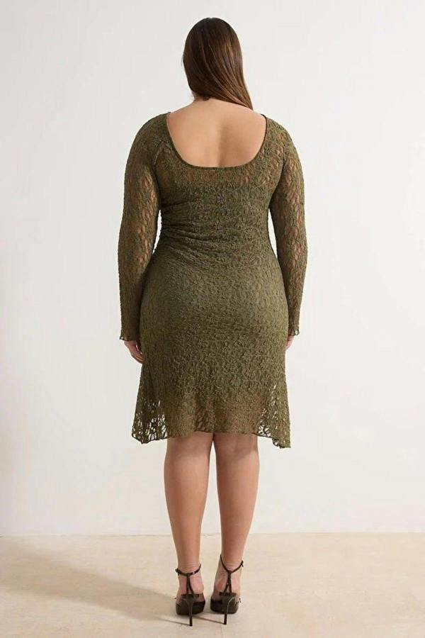 WOVCOR Lace Knit Mini Plus Size Dress