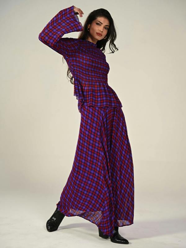 Rose & Nancy Monica Check Maxi Skirt