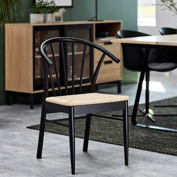 Furniture To Go Cassandra Dining Chair with Armrest in Black Set of 2