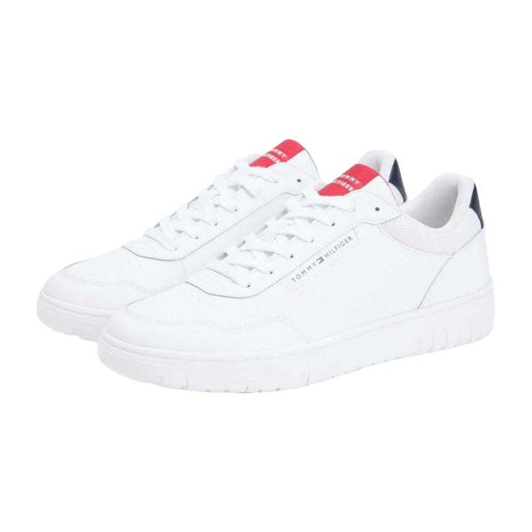 Tommy Hilfiger Mens Basket Core Lt Leather Trainers - White - 