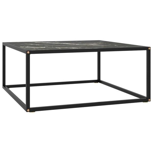 Berkfield Coffee Table Black with Black Marble Glass 80x80x35 cm