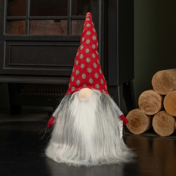 Samuel Alexander 34cm Festive Gonk Cuddly Santa Indoor Christmas Plush Decoration in Polka Dot Hat
