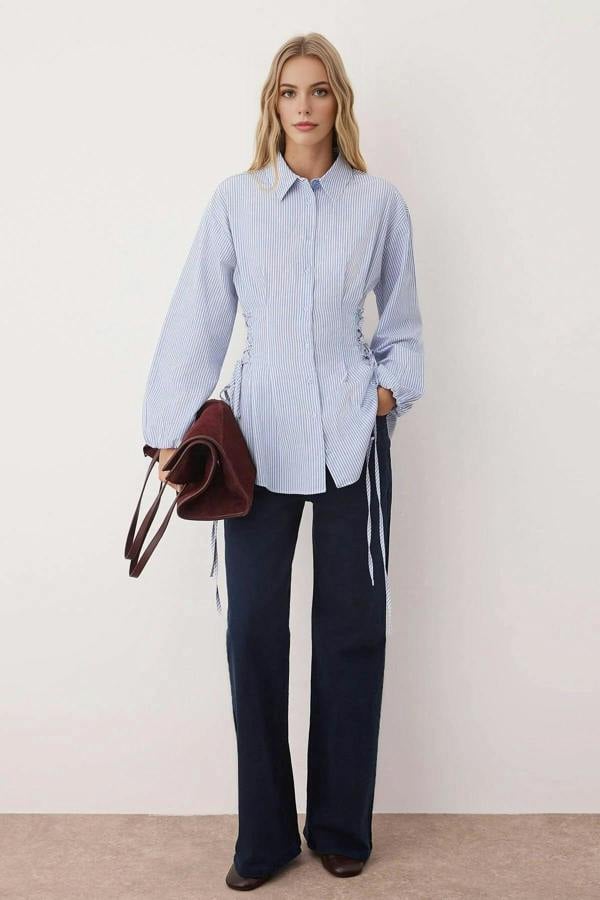 WOVCOR Woven Shirt with Waist Tie Detail