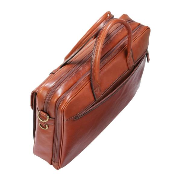 Infinity Leather Genuine Leather Laptop Tan Satchel Messenger Crossbody Shoulder Bag - Belmont