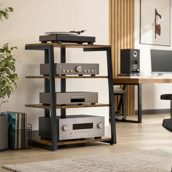 HOMCOM HiFi Rack Stand w/ 4-Tier Record Player Stand Dark Grey