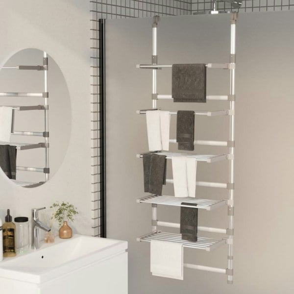 Berkfield 5-Tier Hanging Laundry Drying Rack Aluminium