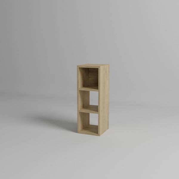 Decortie Modern Combayn 3 Cube Small Low Standing Book Shelf Contemporary Stackable Cube Storage Unit for Small Space