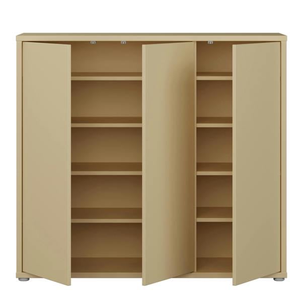 Furniture To Go Alice Springs Shoe Cabinet with 3 Doors Push-to-Open in Butter Yellow