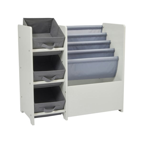 Liberty House Toys Kids White Display Unit With Fabric Storage Boxes