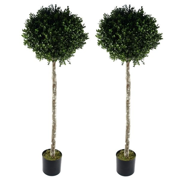 Leaf 140cm Pair of Buxus Ball Artificial Tree UV Resistant Outdoor Topiary