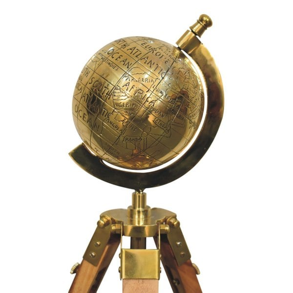 Artisan Furniture Brass Antique Tripod Globe