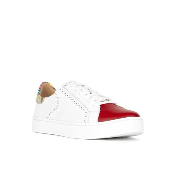 Embassy London Serena - Red & Signature Print - Women’s Leather Trainer with Brogue Details