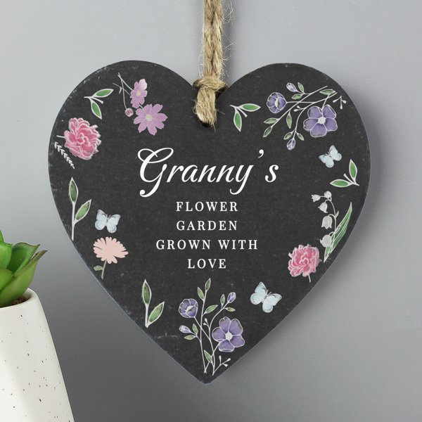 Personalised Memento Company Personalised Wild Flowers Slate Heart