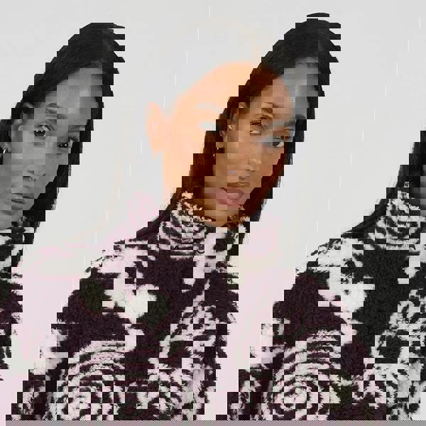 Brave Soul Burgundy Quarter Zip Flower Print Sherpa Fleece - Burgundy Image 4