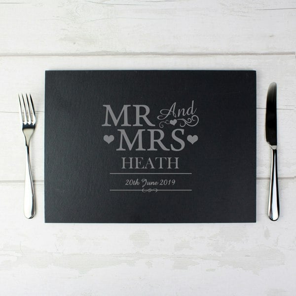 Personalised Memento Company Personalised Mr & Mrs Slate Placemat