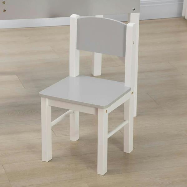Grey kids chair with solid seat and backrest, matching set