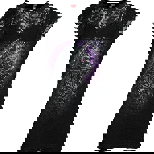 CELTIC WHISKERS - Lace Layered Cap Sleeve Top Black