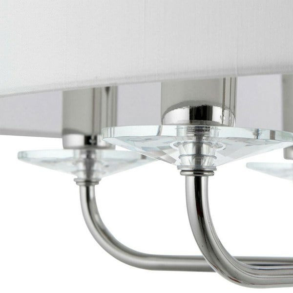 Multi Light Ceiling Pendant 6 Bulb NICKEL & WHITE Chandelier Large Shade Lamp Loops