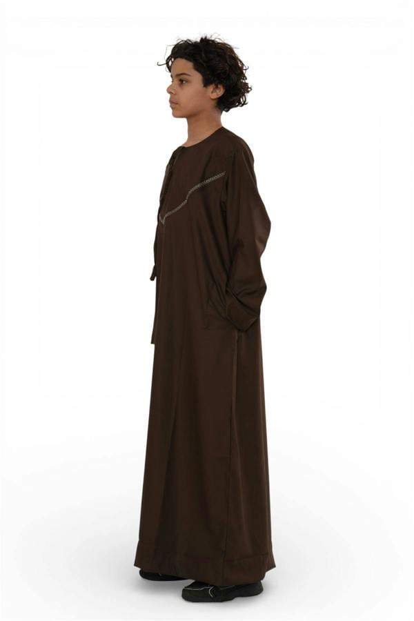 Infinity Leather Kids Boys Moroccan Embroidered Djellaba Islamic Jubba Robe Tassel Ramadan Thobe