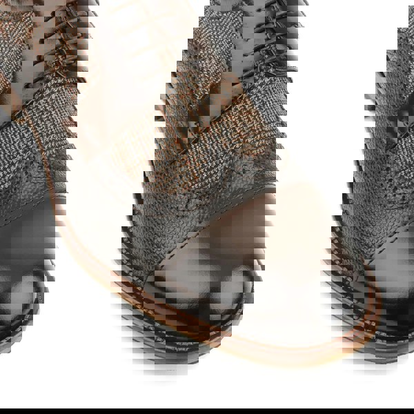 Embassy London Orlando - Brown Check - Men's leather dressy shoe with toe cap and brogue details