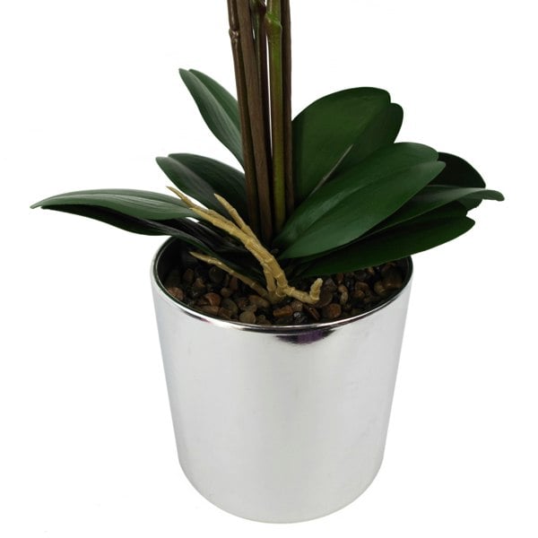 Leaf 52cm Artificial Orchid Large - Dark Pink / Silver