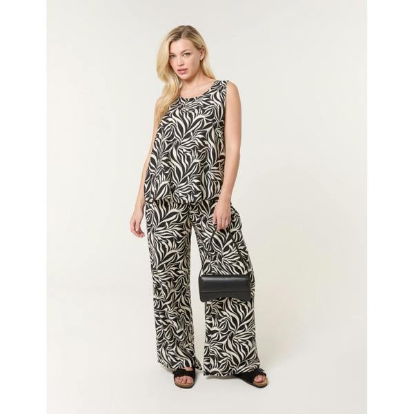 Blue Vanilla Leaf Print Vest and Trouser Set