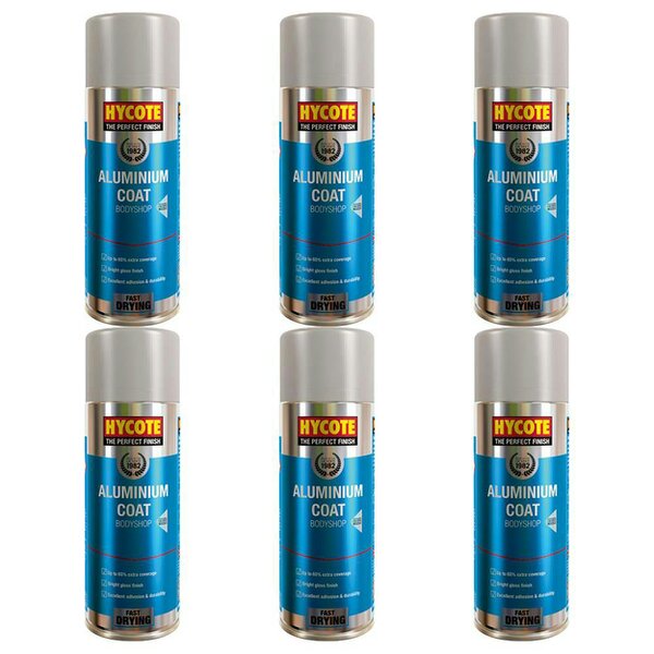 Hycote 6X Hycote Bodyshop Alumnium Coat Spray Paint 400ml
