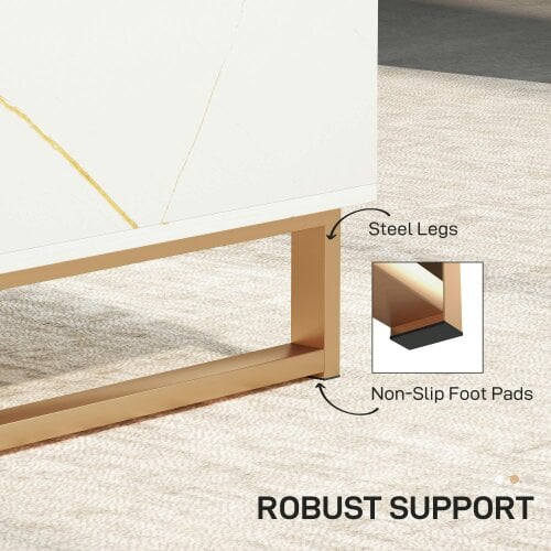 Wyld Haus Lima Wooden White Marble Effect and Gold Coffee Table With 2 Storage Drawers