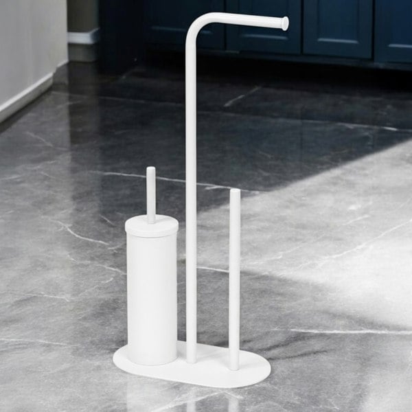 Showerdrape Aspen White 3 in 1 Toilet Roll & Brush Combination