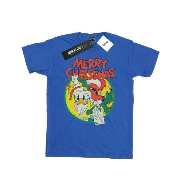 Disney Mens Donald Duck Merry Christmas T-Shirt - Royal Blue